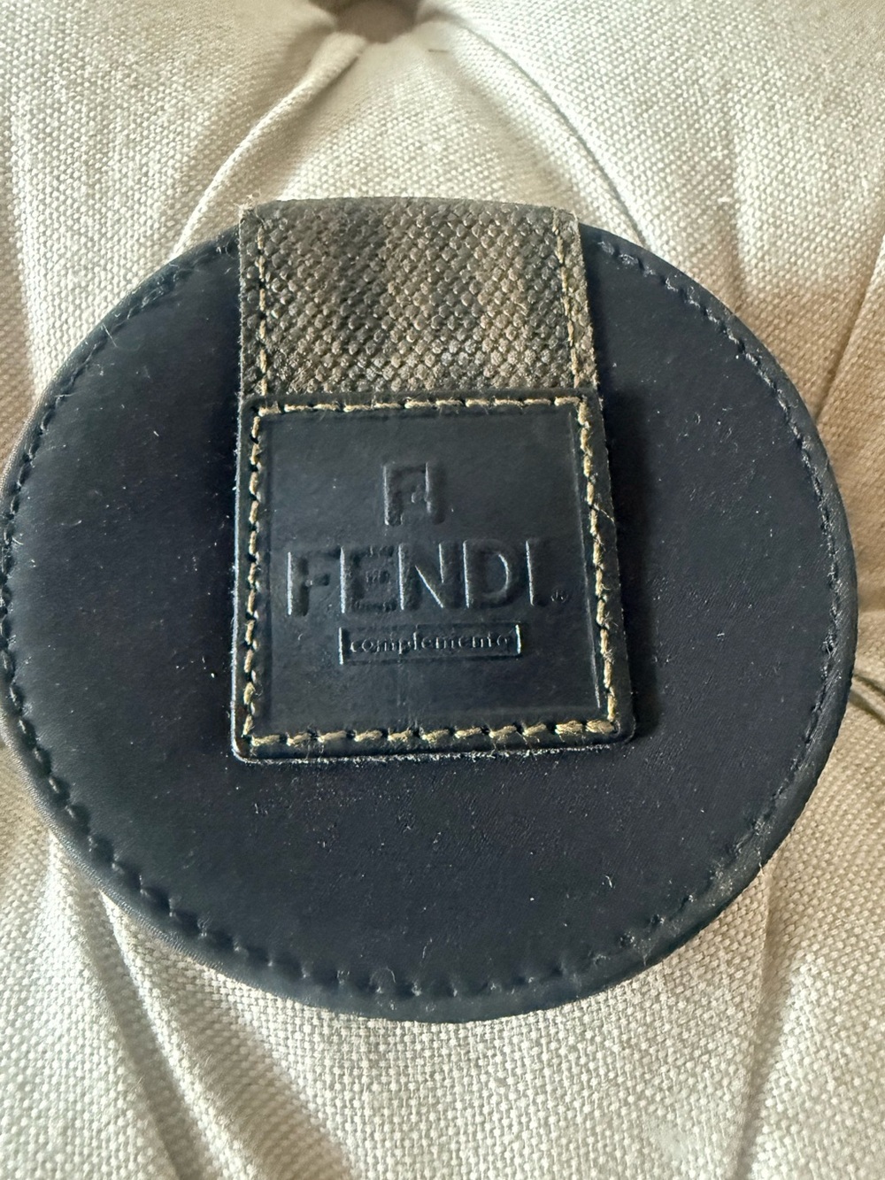 RARE Vintage FENDI Complemento Round Compact Makeup Mirror Case